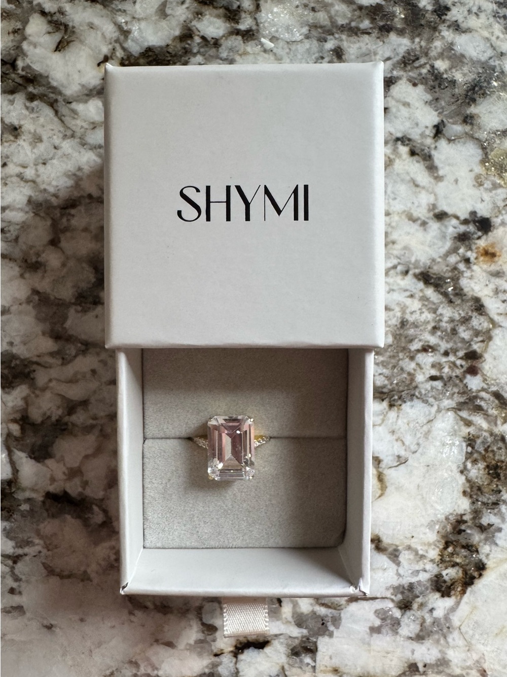 SHYMI Emerald-Cut Cubic Zirconia Cocktail Ring in Gold Size 6